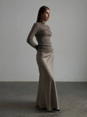 Mira Satin Fishtail Maxi Skirt Evening 11