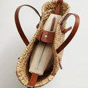 Mira Woven Straw Tote Bag with Leather Straps 4