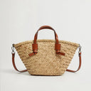 Mira Woven Straw Tote Bag with Leather Straps 5