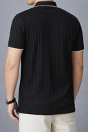 Montera Textured Knit Polo Shirt with Jacquard Weave and Contrast Collar Trim