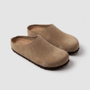 Aline | Suede Leather Mules, Slip-On Clogs with Cork Footbed
