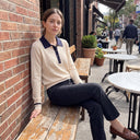 Orlena Polo Sweater | Contrast-Trim Button Knit Top