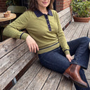 Orlena Polo Sweater | Contrast-Trim Button Knit Top