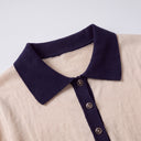 Orlena Polo Sweater | Contrast-Trim Button Knit Top