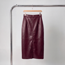 Mona High Waist Pencil Midi | PU Leather Skirt with Pockets and Back Slit