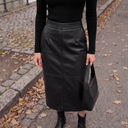 Mona High Waist Pencil Midi | PU Leather Skirt with Pockets and Back Slit