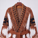 Rolla Wrap Longline Cardigan | Southwestern Fringe Belted Knit