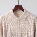 Rovel Knit Sweater | Vintage Cable-Knit Shawl-Collar Pullover