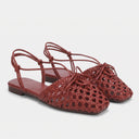 Rovia Flat Sandals | Woven Slingback Ballet Sandals with Bow Detail