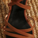 Selene Sculpted Block Heel Sandals with Slim Straps and Gold Ankle Buckle