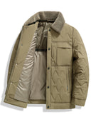Utility Quilted Sherpa Collared Jacket with Ripple Quilt Shell and Satin Interior