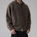 Rovigne Bouclé Knit Oversized Hooded Cardigan, Relaxed Fit and Ribbed Cuffs