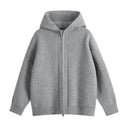 Lerici Ribbed Knit Zip Hoodie in Oversized Boxy Cut with Dropped Shoulders
