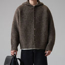 Rovigne Bouclé Knit Oversized Hooded Cardigan, Relaxed Fit and Ribbed Cuffs
