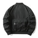 Pilot Utility Bomber Jacket with Tactical Pockets and Velcro Patch Detail