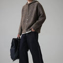 Rovigne Bouclé Knit Oversized Hooded Cardigan, Relaxed Fit and Ribbed Cuffs