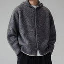 Rovigne Bouclé Knit Oversized Hooded Cardigan, Relaxed Fit and Ribbed Cuffs