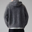 Rovigne Bouclé Knit Oversized Hooded Cardigan, Relaxed Fit and Ribbed Cuffs