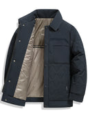 Utility Quilted Sherpa Collared Jacket with Ripple Quilt Shell and Satin Interior