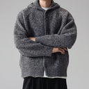 Rovigne Bouclé Knit Oversized Hooded Cardigan, Relaxed Fit and Ribbed Cuffs