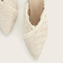 Ivory Fringe Woven Mules