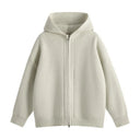 Lerici Ribbed Knit Zip Hoodie in Oversized Boxy Cut with Dropped Shoulders