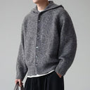 Rovigne Bouclé Knit Oversized Hooded Cardigan, Relaxed Fit and Ribbed Cuffs