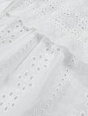 Bohemian Eyelet Embroidered Long Sleeve Blouse with Scalloped Edge Finish