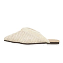 Ivory Fringe Woven Mules
