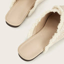 Ivory Fringe Woven Mules