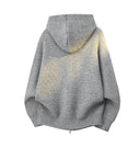Lerici Ribbed Knit Zip Hoodie in Oversized Boxy Cut with Dropped Shoulders
