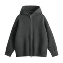 Lerici Ribbed Knit Zip Hoodie in Oversized Boxy Cut with Dropped Shoulders