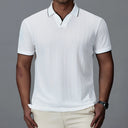 Montera Textured Knit Polo Shirt with Jacquard Weave and Contrast Collar Trim