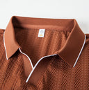 Montera Textured Knit Polo Shirt with Jacquard Weave and Contrast Collar Trim