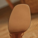 Selene Sculpted Block Heel Sandals with Slim Straps and Gold Ankle Buckle