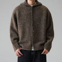 Rovigne Bouclé Knit Oversized Hooded Cardigan, Relaxed Fit and Ribbed Cuffs