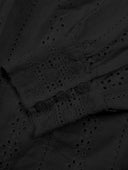 Bohemian Eyelet Embroidered Long Sleeve Blouse with Scalloped Edge Finish