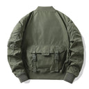 Pilot Utility Bomber Jacket with Tactical Pockets and Velcro Patch Detail
