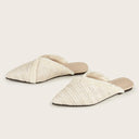Ivory Fringe Woven Mules