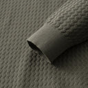 Corsa Long Sleeve Knit Zip Polo with Ripple Knit Pattern and Contrast Collar Trim