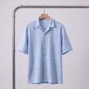 Soren Knit Shirt | Textured Open-Knit Short Sleeve Camp Collar Shirt