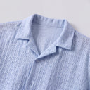 Soren Knit Shirt | Textured Open-Knit Short Sleeve Camp Collar Shirt