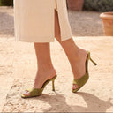Verla Suede Pointed Toe Mule | Stiletto Heel Slip-On Sandal