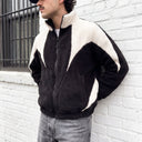 Color-Block Sherpa Jacket | Retro Full-Zip Fleece Jacket