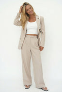 Viera Cotton Blend Wide-Leg Trousers High-Waisted 0