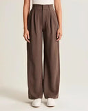 Viera Cotton Blend Wide-Leg Trousers High-Waisted 10