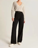 Viera Cotton Blend Wide-Leg Trousers High-Waisted 12