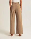 Viera Cotton Blend Wide-Leg Trousers High-Waisted 8