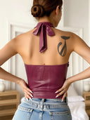 Vireo Croc Embossed Faux Leather Tank Top Spring 3