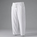 Kairo Cropped Tapered Cotton Linen Pants, Elasticated Waist and Zip Pocket